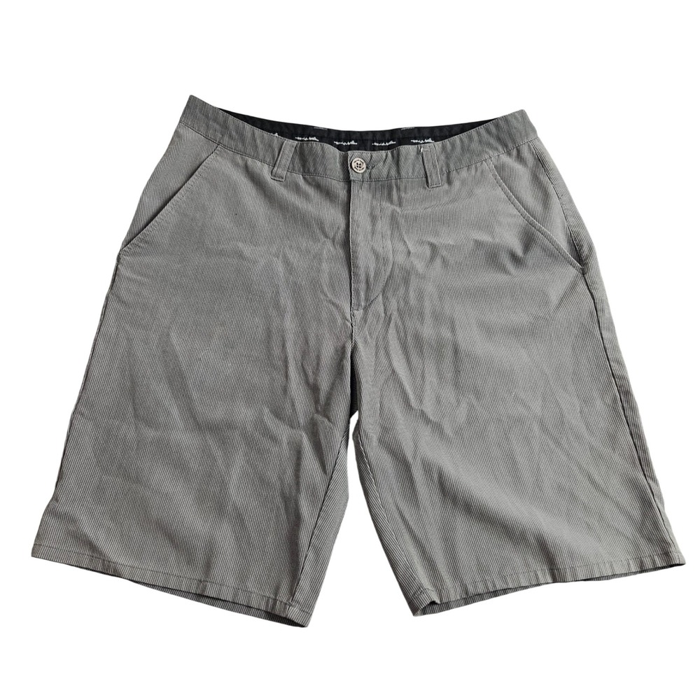 Travis Mathew Casual Shorts Mens 32 Gray Pinstripe Golf Coastal Resort Minimal